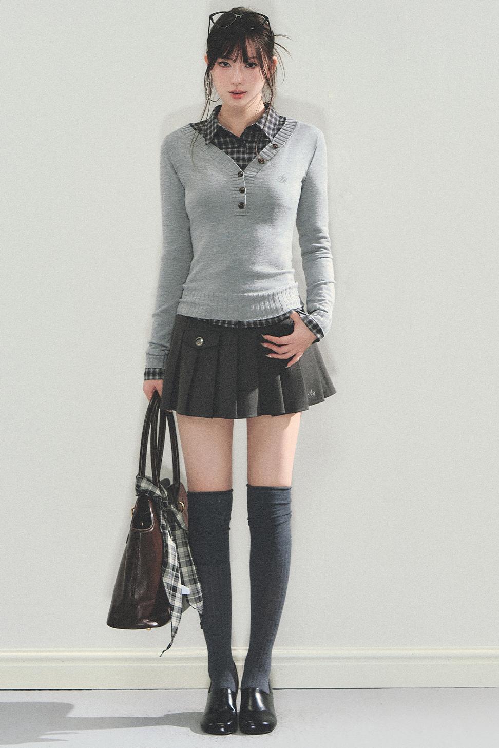 High Retro Pleated Skirt