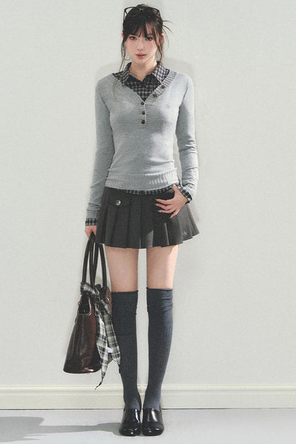 High Retro Pleated Skirt