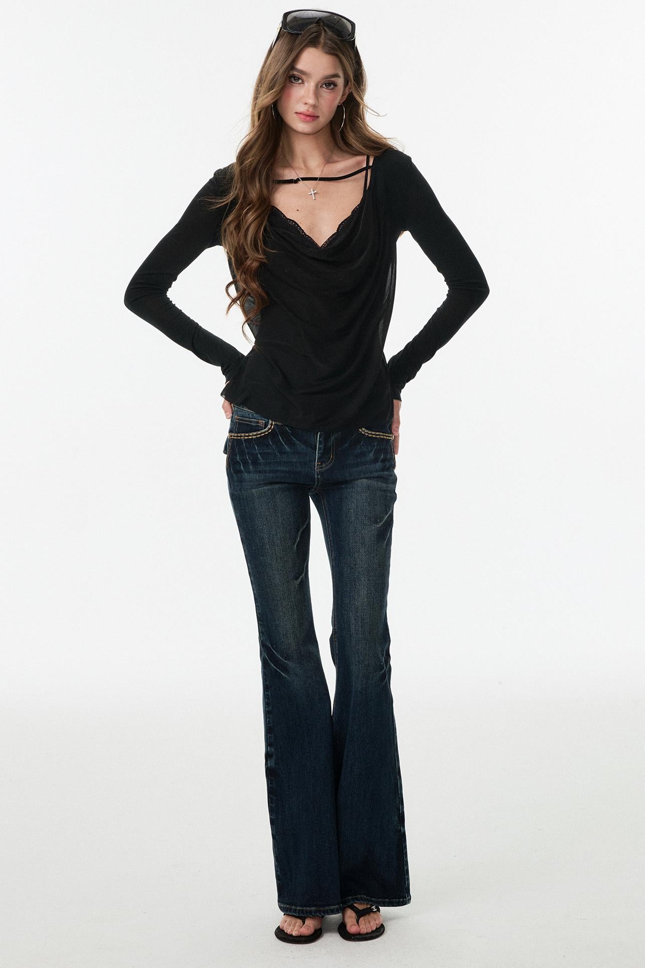 Blue Lightning Slimming Bootcut Pants