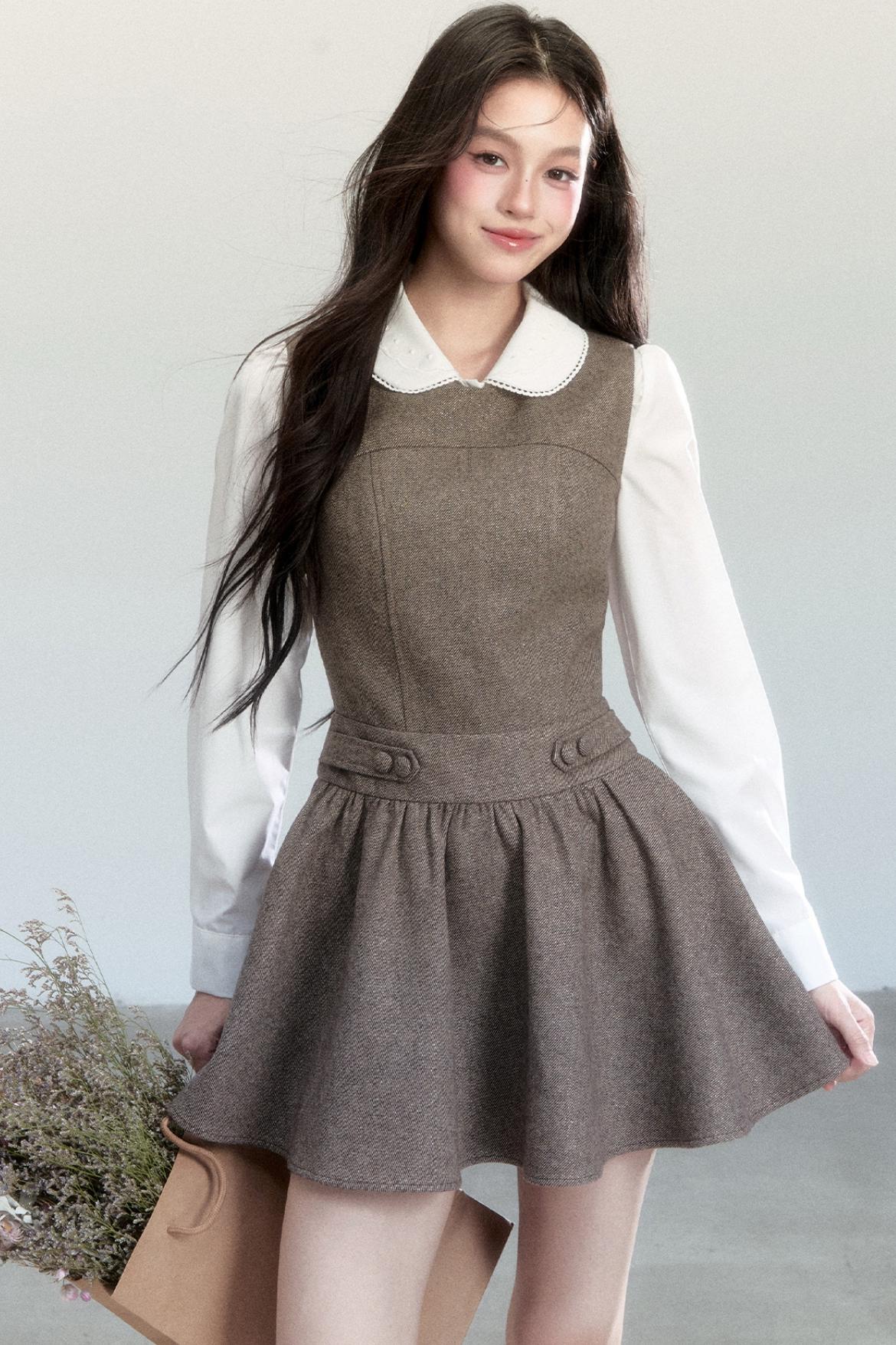 Fragile Pine Vest Dress And Shirt Set-Up