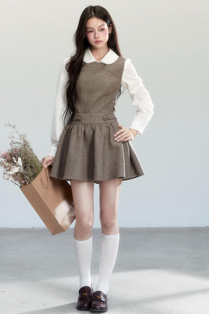 Fragile Pine Vest Dress And Shirt Set-Up