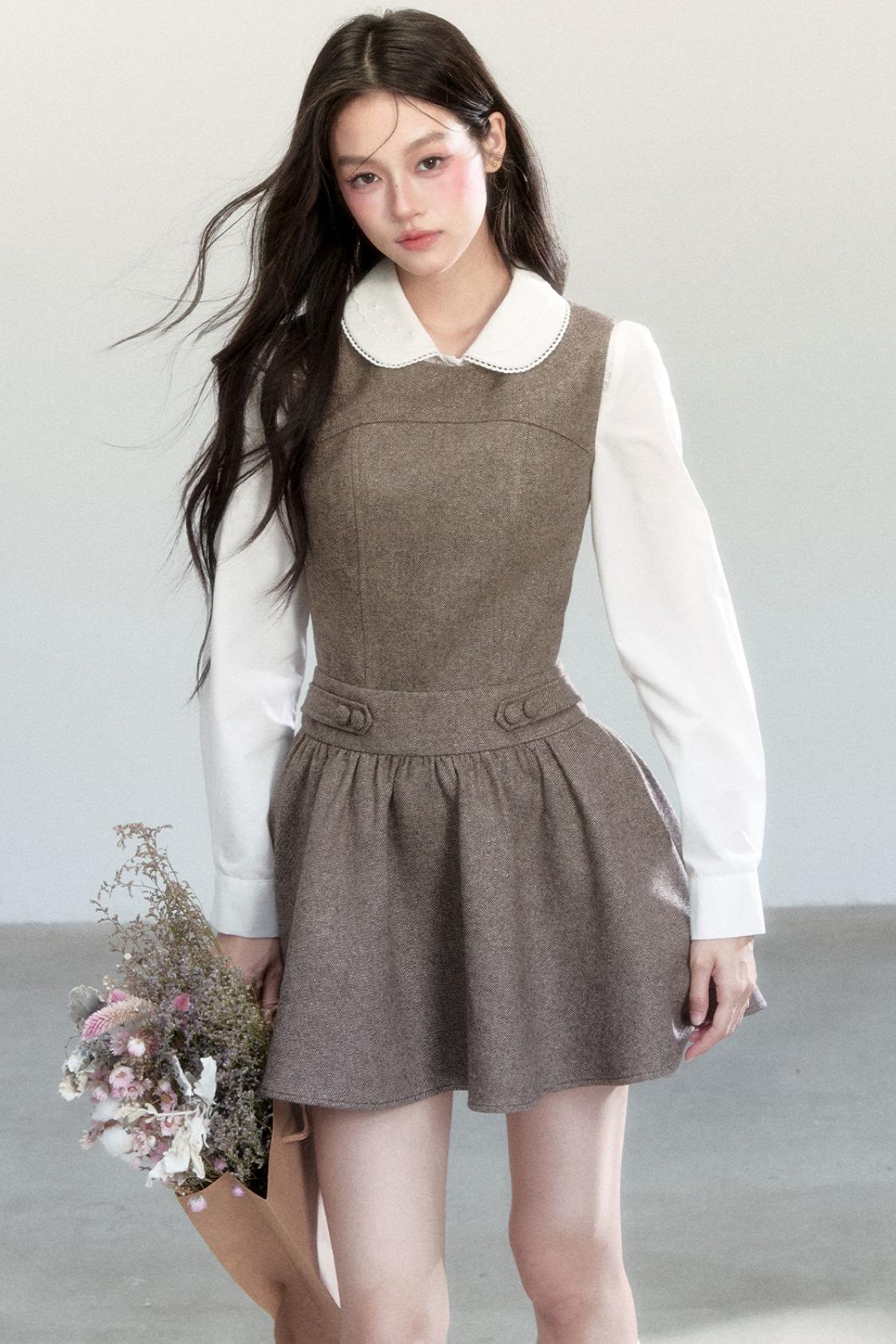 Fragile Pine Vest Dress And Shirt Set-Up