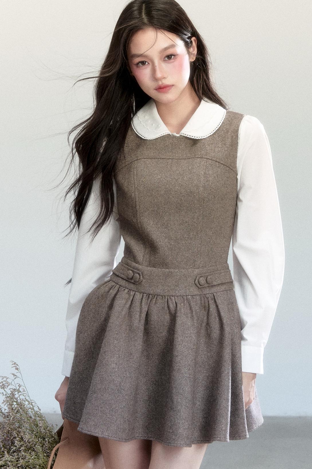 Fragile Pine Vest Dress And Shirt Set-Up