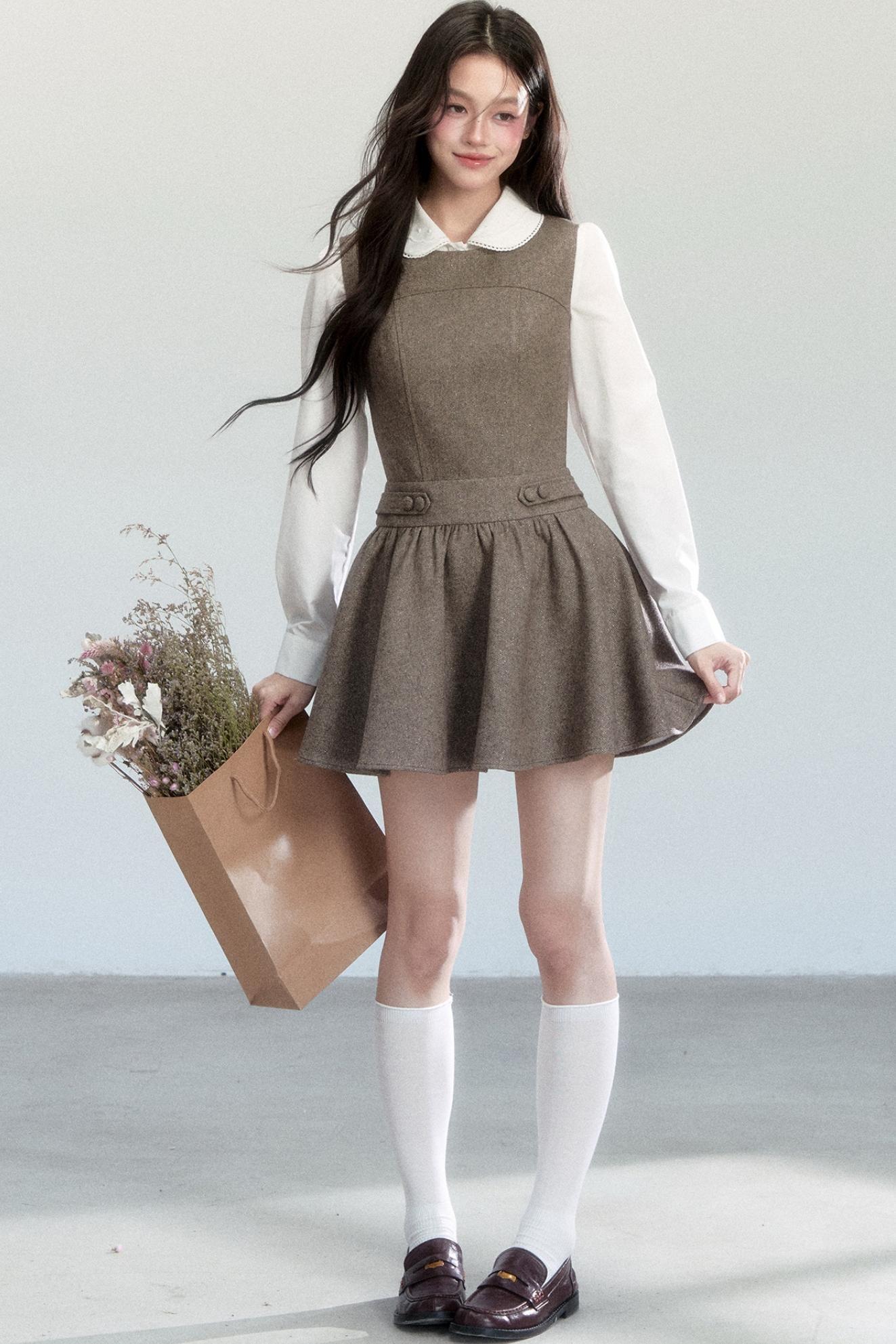 Fragile Pine Vest Dress And Shirt Set-Up