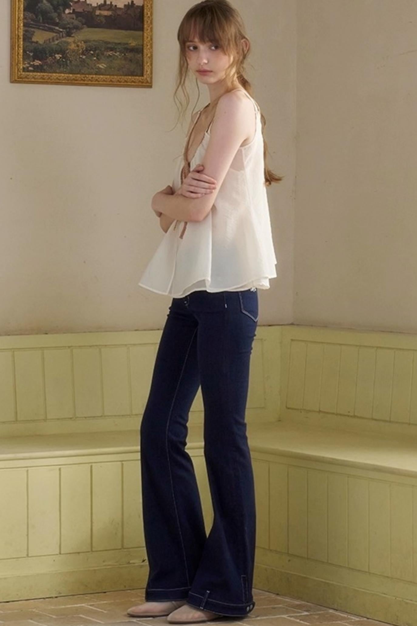 White Lace-up Camisole Set