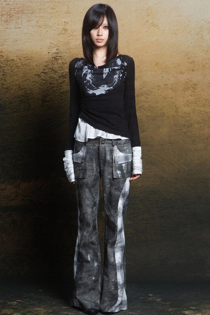 Punk Rebel Knit Two-Tone Neck Top