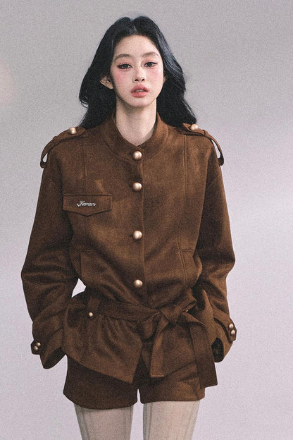 Golden Suede Womens Autumn Jacket Set-Up