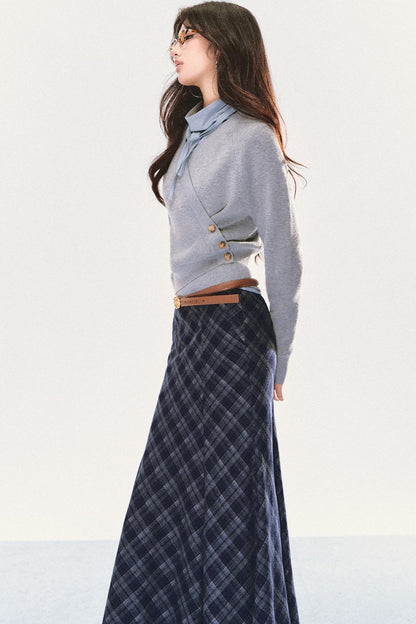 Semi-High Neck Scarf Top Set-Up