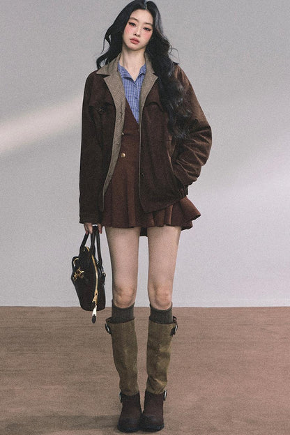 French Plaid Knitted Dress