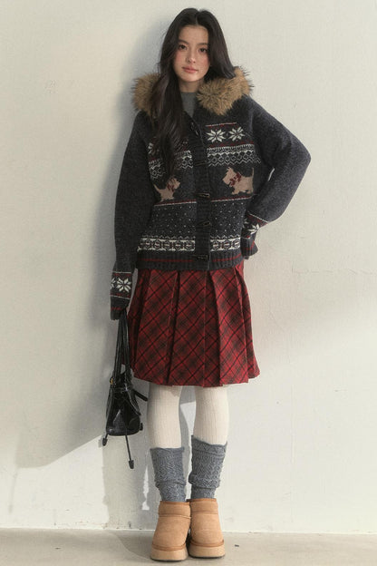 Dark Gray Fair Isle Knitted Jacket Set-Up