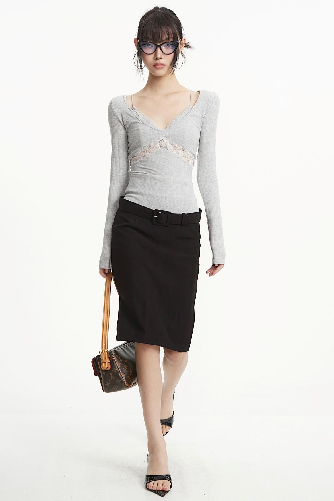 Retro Gray Two-Piece Top