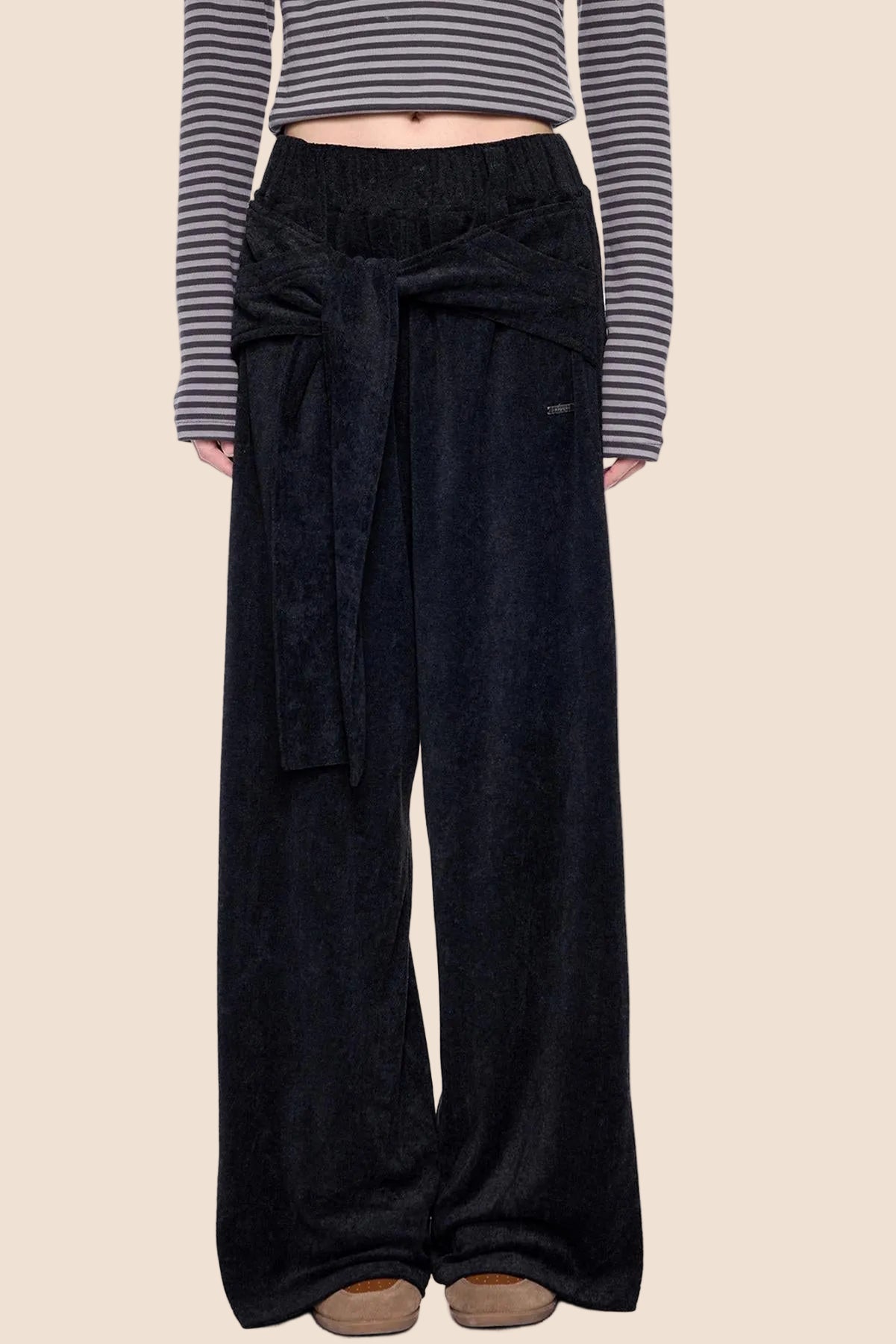 Tie-Up Structured Drape Pants