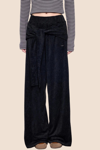 Tie-Up Structured Drape Pants