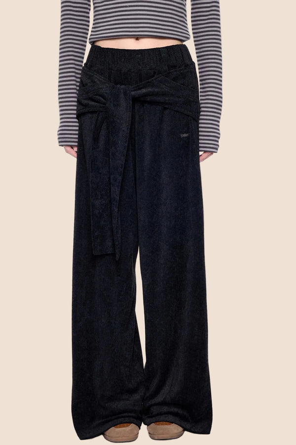 Tie-Up Structured Drape Pants