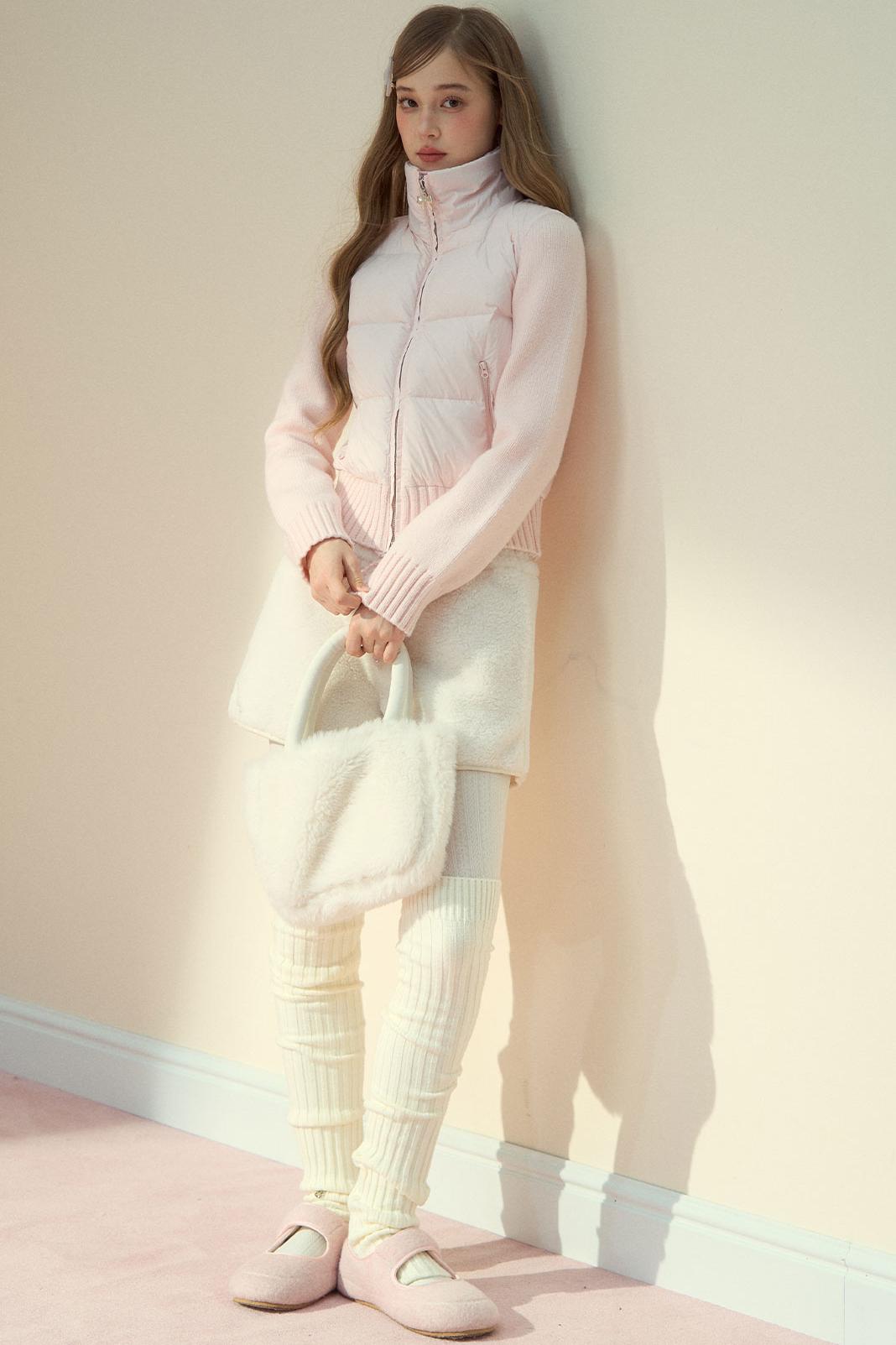 Pink Cloud Knitted Down Jacket