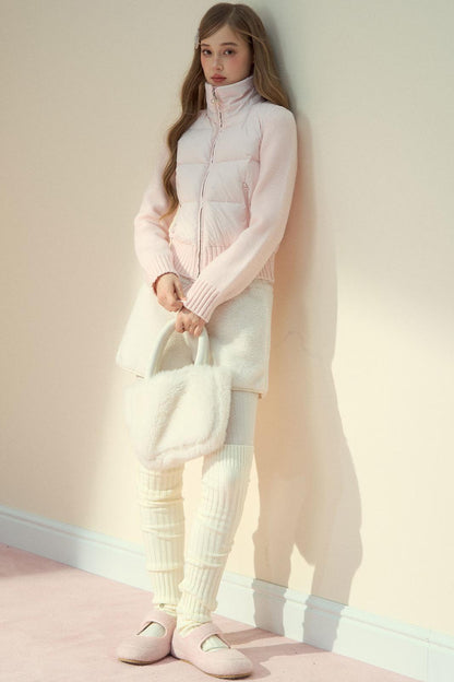 Pink Cloud Knitted Down Jacket