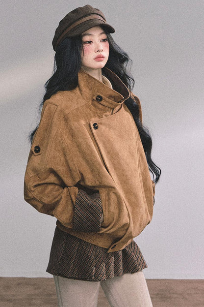 Hazelnut Velvet Jacket Skirt Set-Up