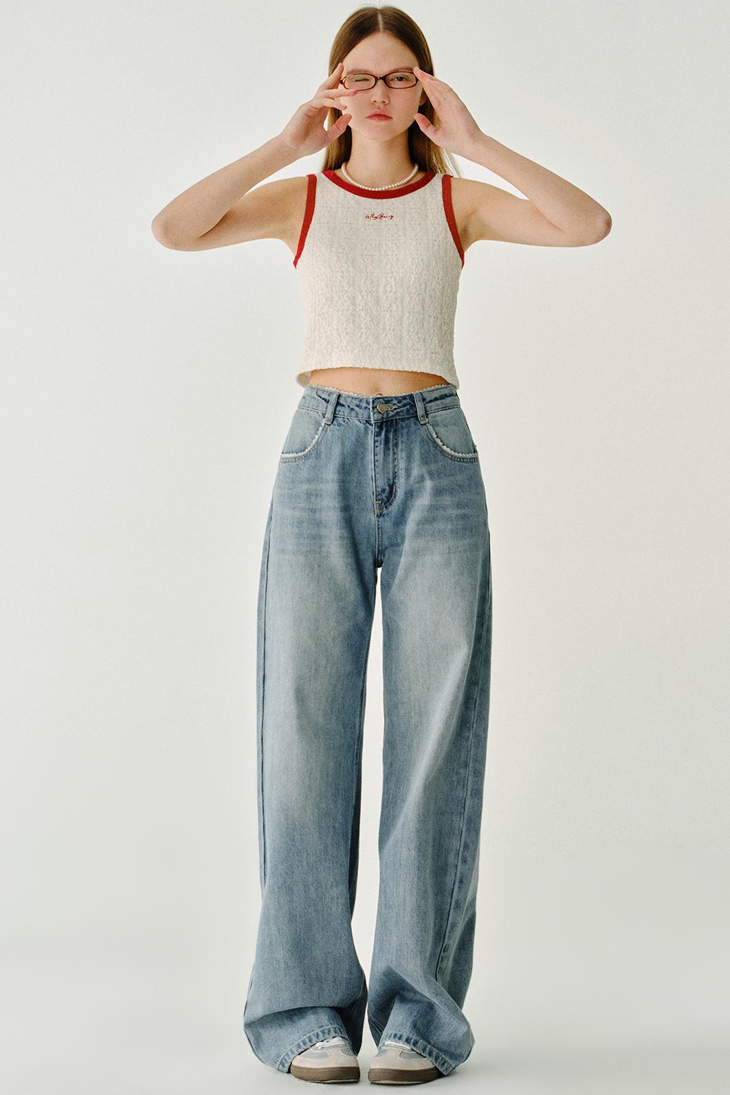 체리 치즈 롤 레이스 조끼 