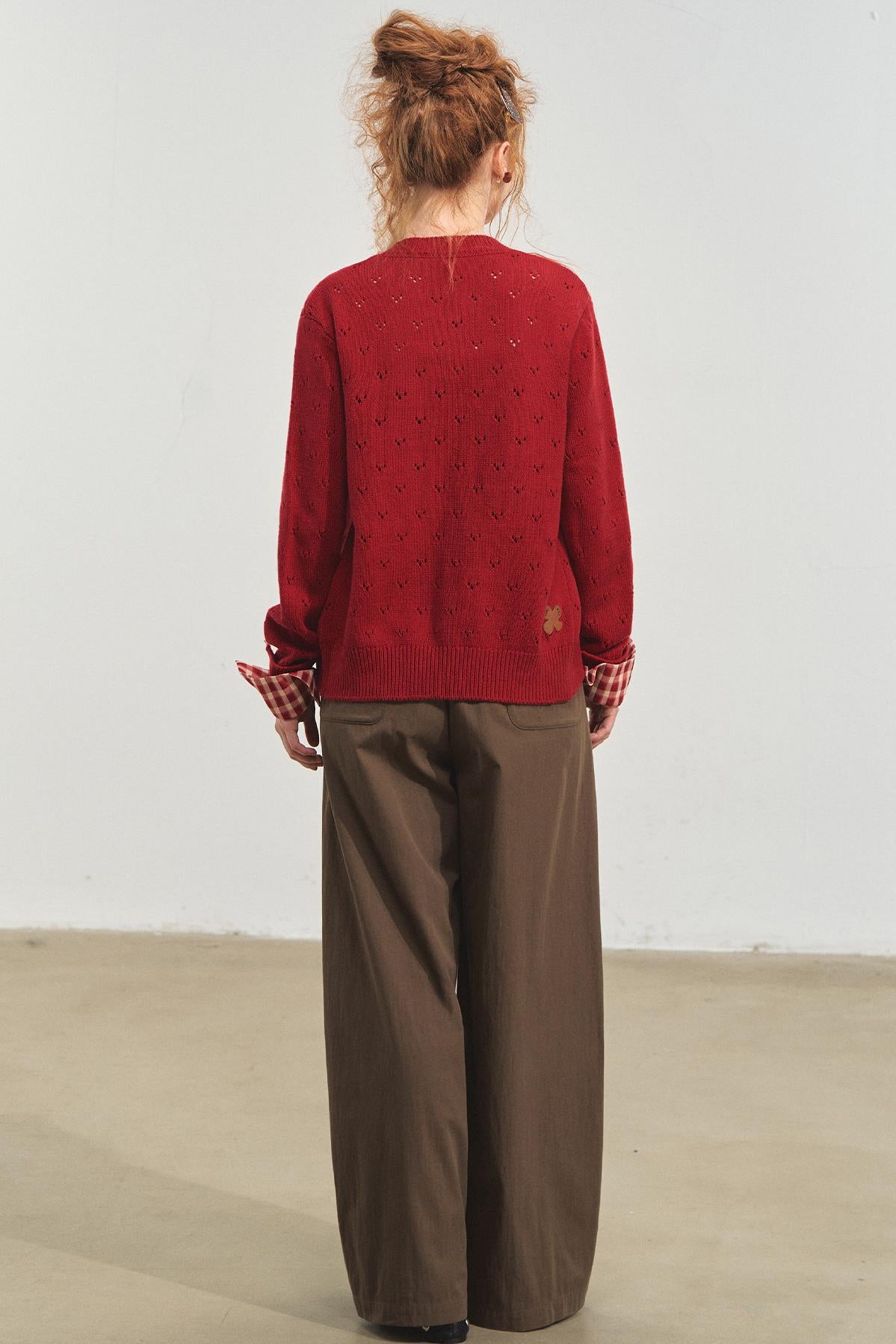 Vintage Plaid Lace-Up Cardigan