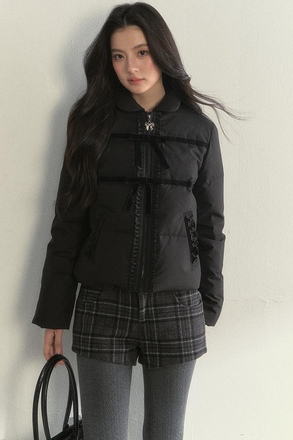 Velvet Bow-Knot Down Jacket