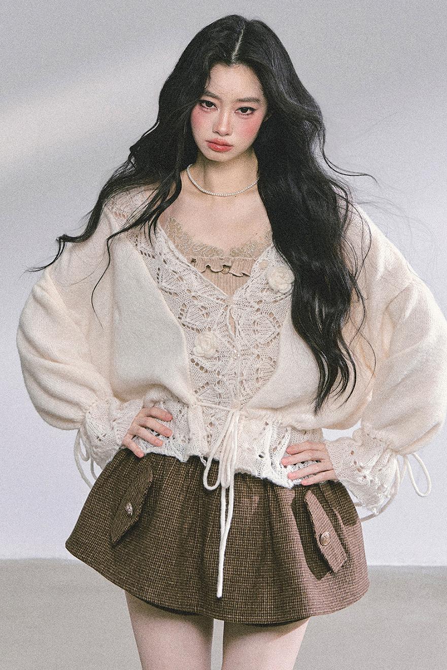 French Knitted Cardigan Sweater Jacket Set-Up