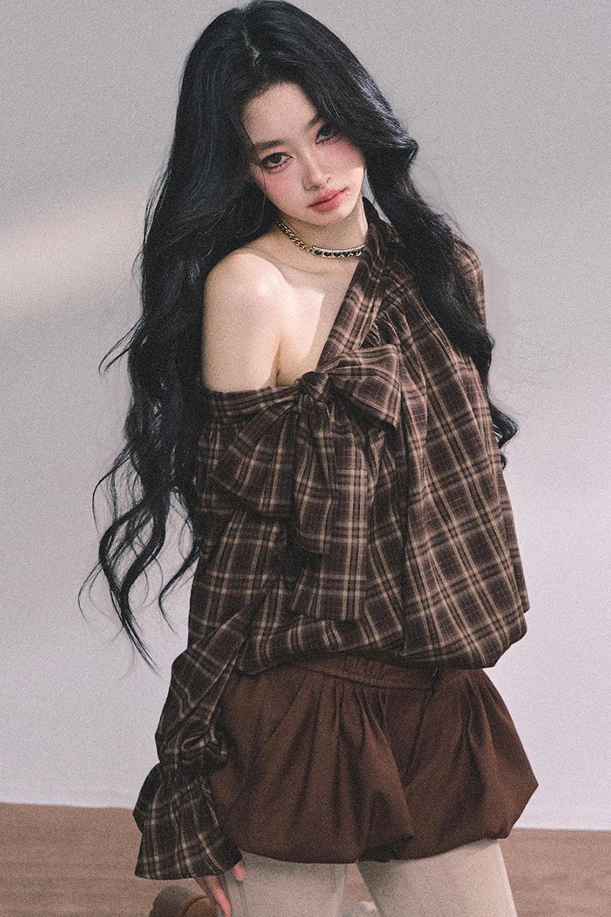 French Bow Plaid Shirt