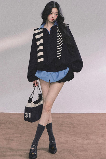 Gaozhi American Oversize Sweatshirt Set-Up