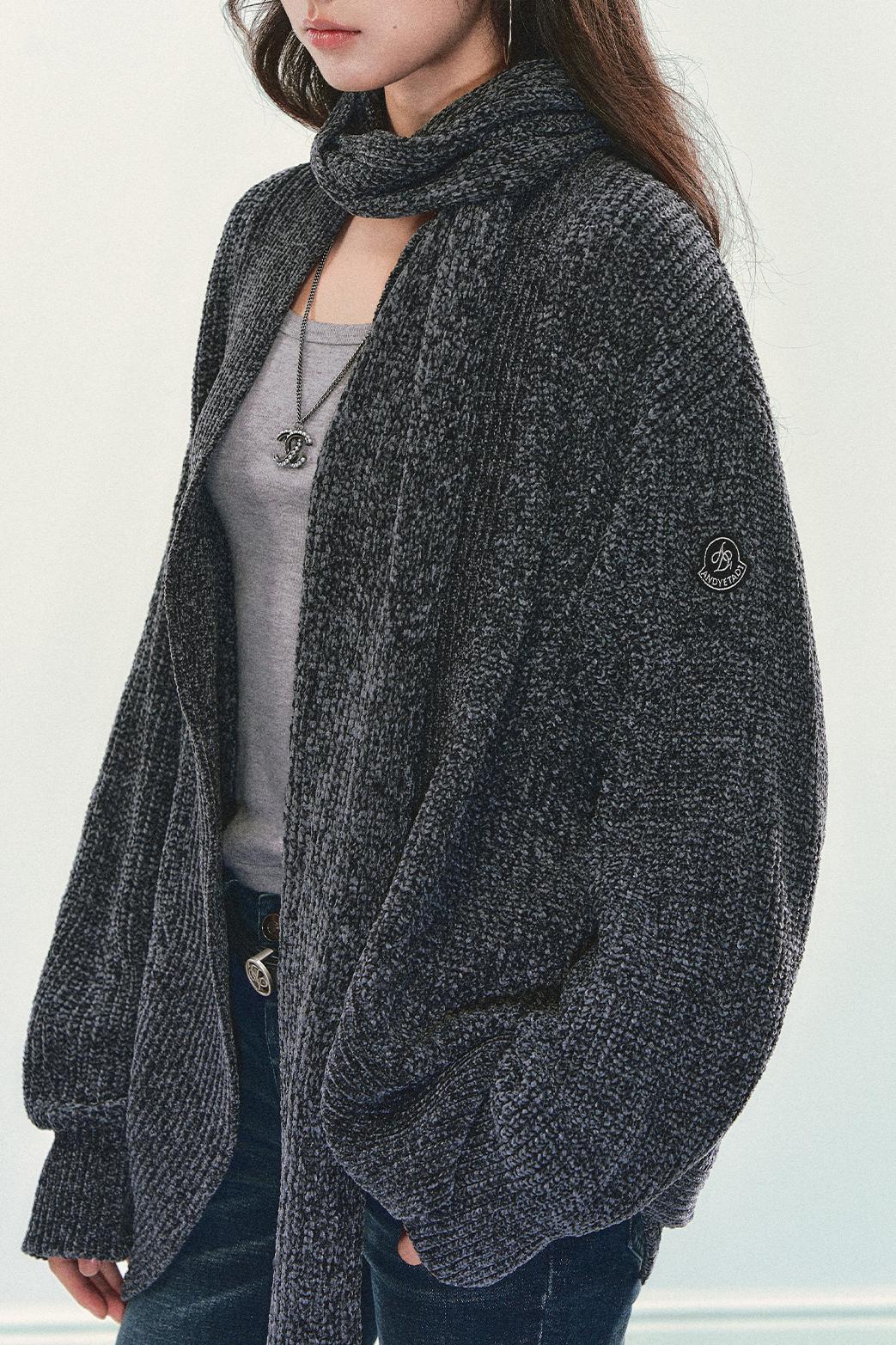 Chenille Knit Scarf Cardigan