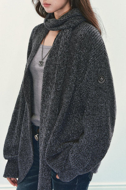 Chenille Knit Scarf Cardigan