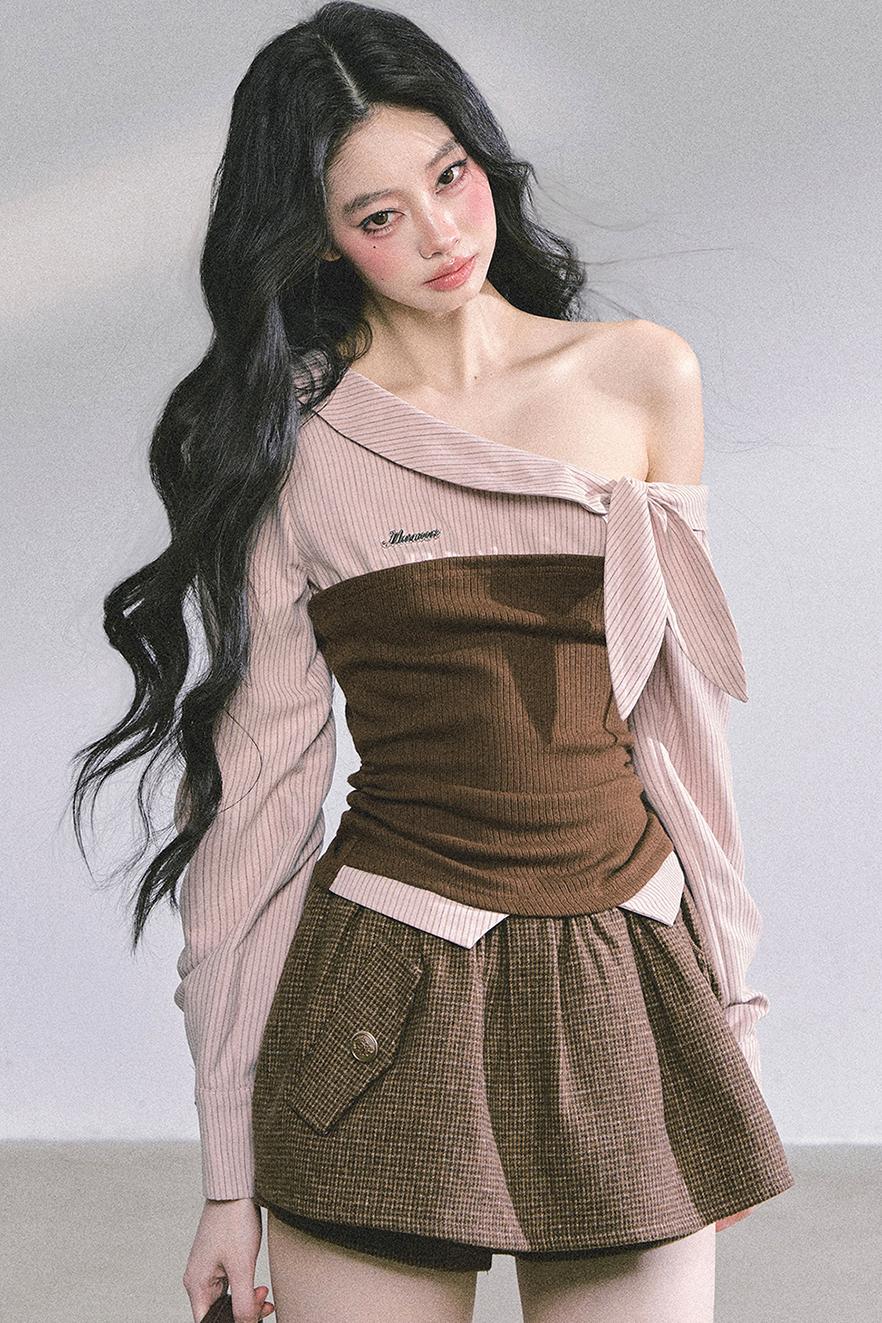 Korean Long-Sleeved Plaid Shirt