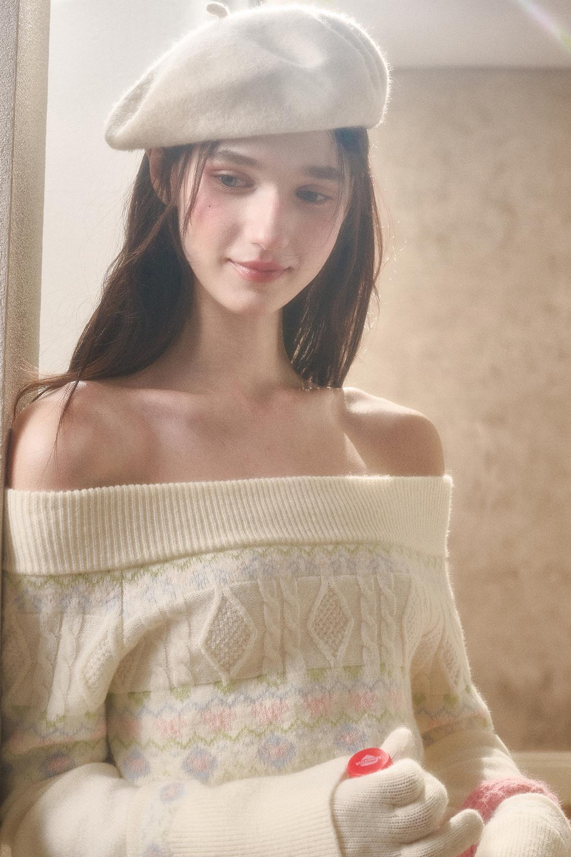 Waxy Cotton Sweater And Floral Skirt Set-Up