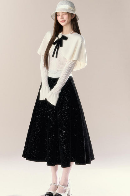 Starry Night Velvet Long Skirt