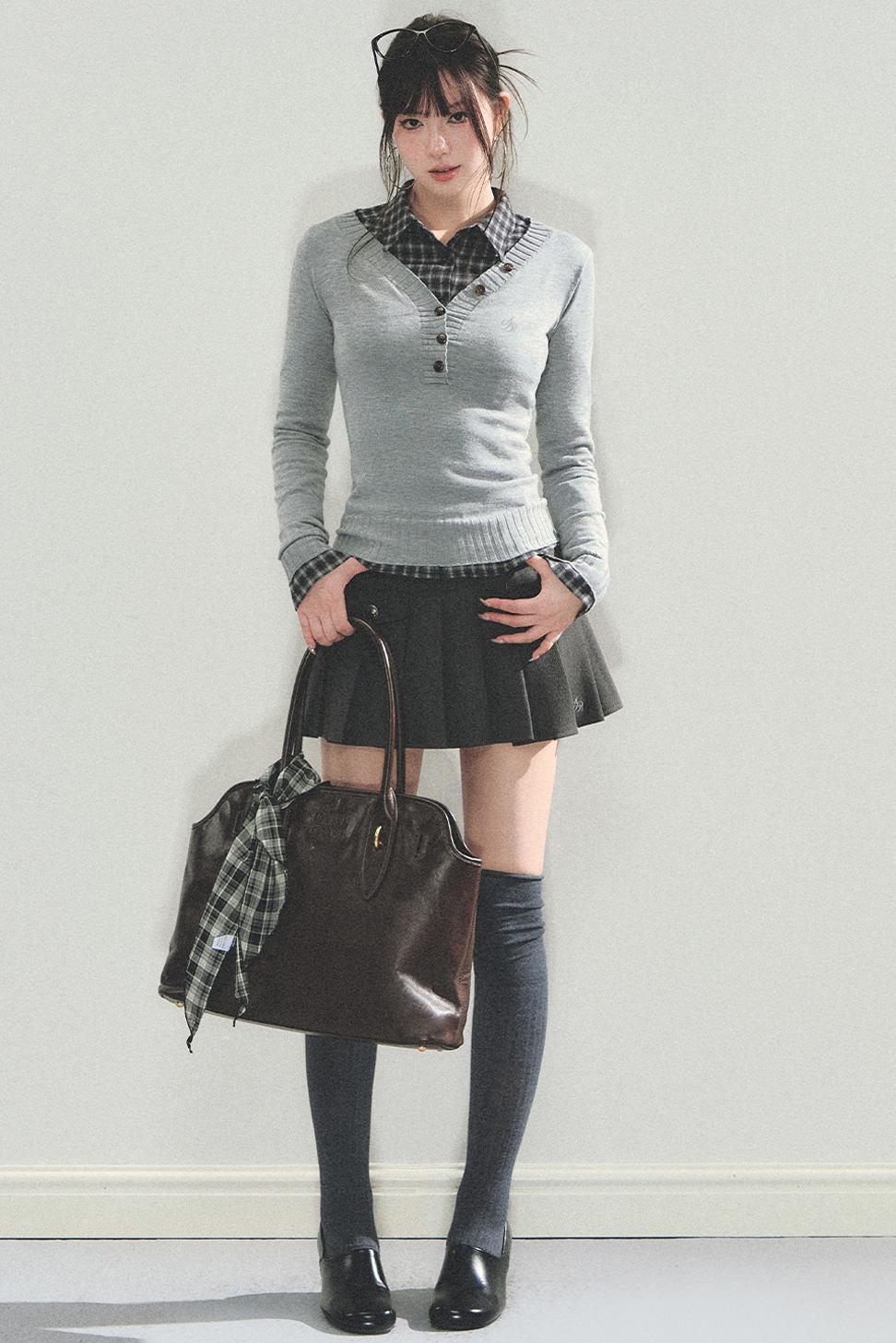 High Retro Pleated Skirt