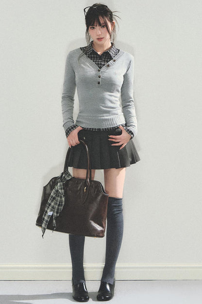 High Retro Pleated Skirt