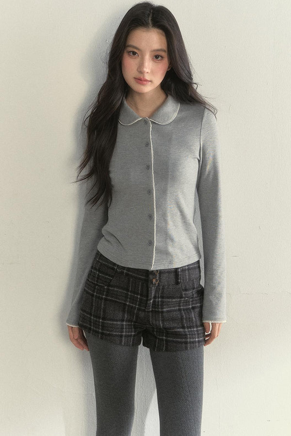 Pink and Gray Doll Collar Top