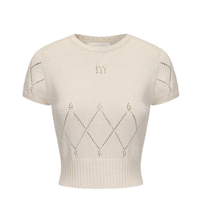 White- Navy Knit Tee