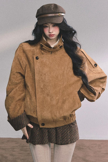 Hazelnut Velvet Jacket Skirt Set-Up