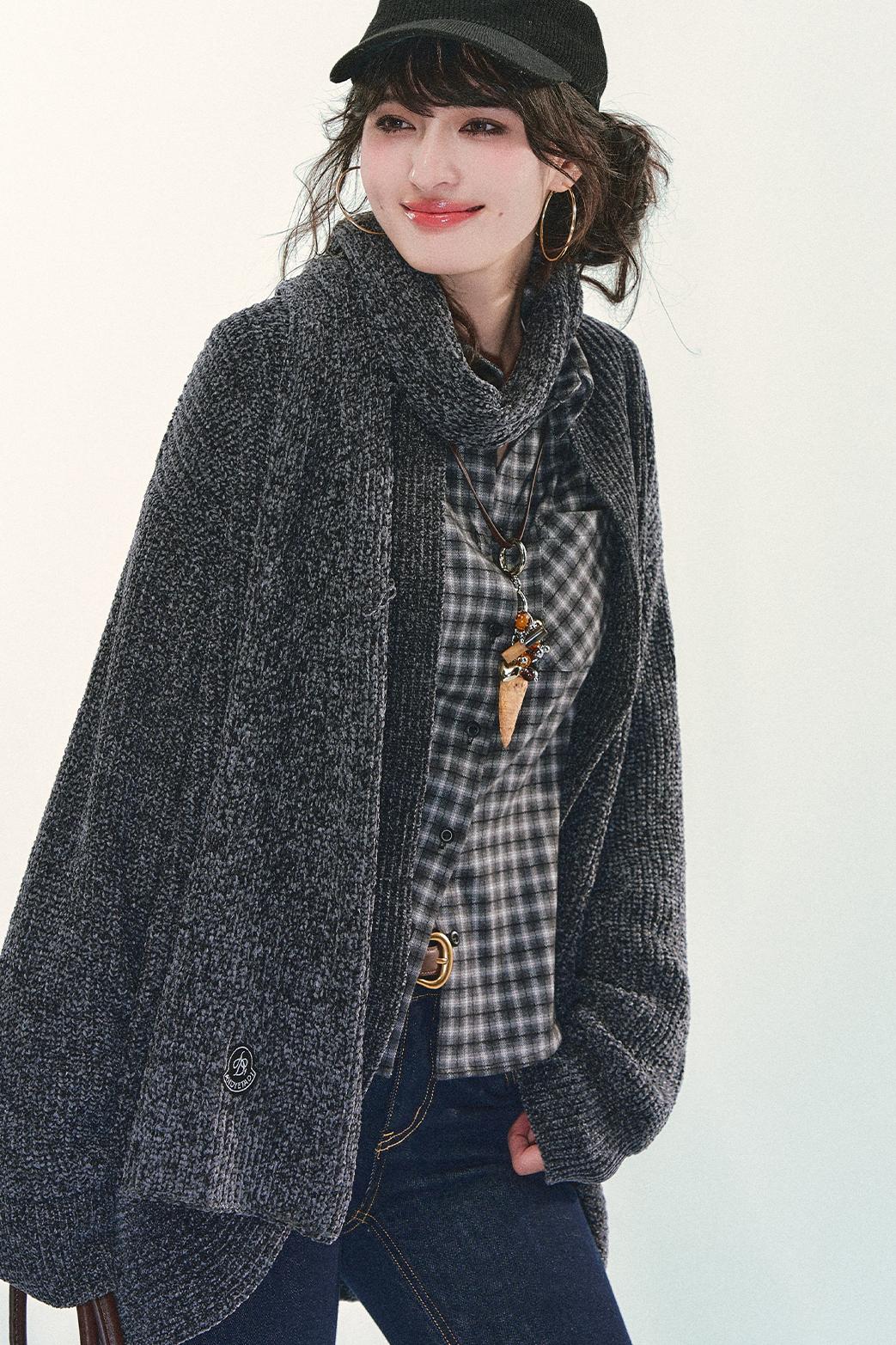 Chenille Knit Scarf Cardigan