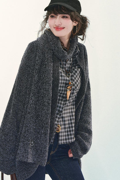 Chenille Knit Scarf Cardigan