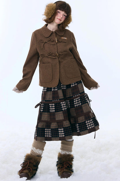 Dark Brown Plaid Skirt