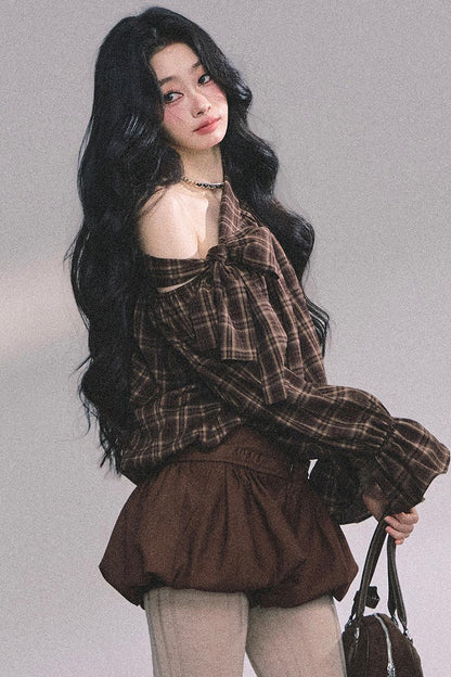 French Bow Plaid Shirt