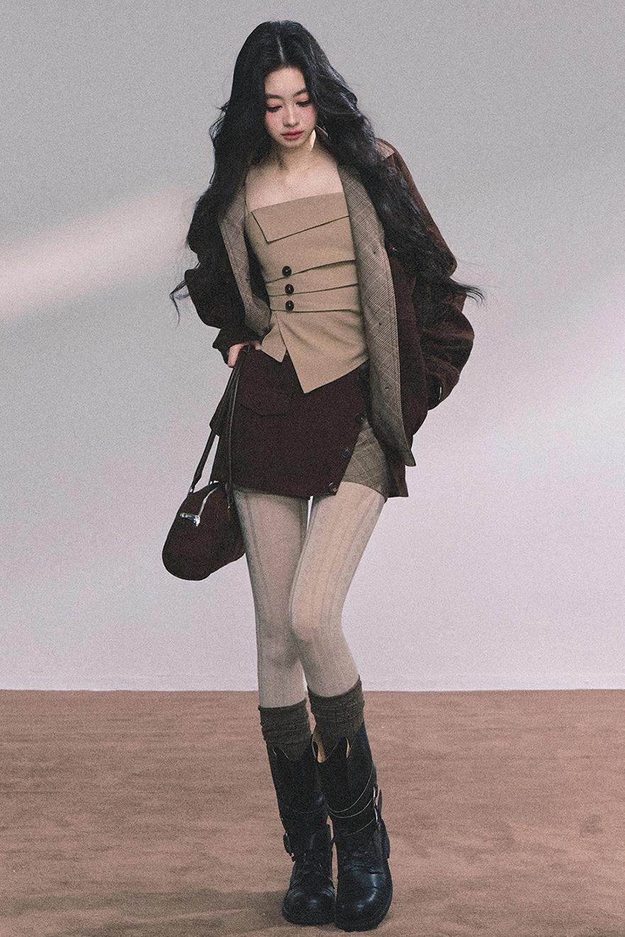 Autumn Puffy Two-Piece Skirt Set-Up