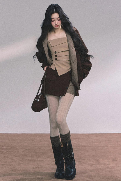 Autumn Puffy Two-Piece Skirt Set-Up