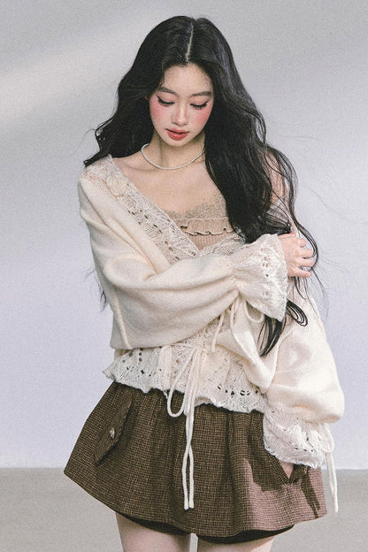 French Knitted Cardigan Sweater Jacket Set-Up