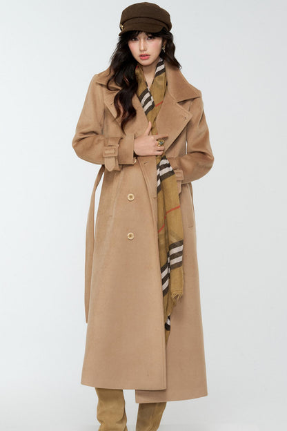 Coffee-Colored Woolen Cloak Coat Set-Up
