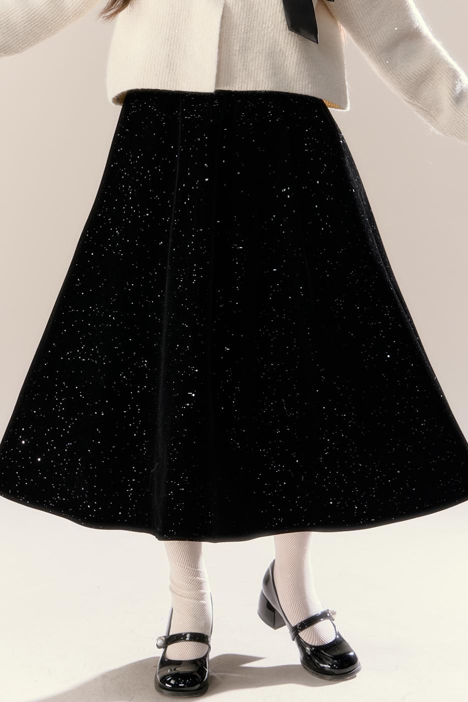 Starry Night Velvet Long Skirt