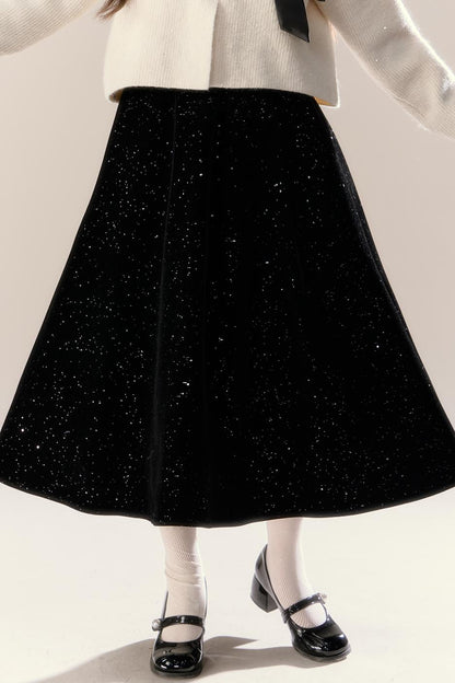 Starry Night Velvet Long Skirt