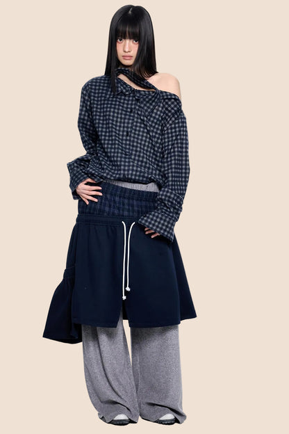 Tie-Up Structured Drape Pants