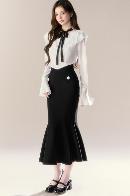 Completo camicia con vita alla francese e gonna a sirena