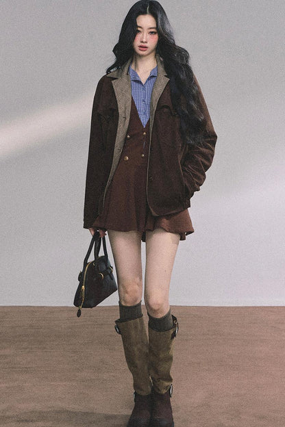 French Plaid Knitted Dress